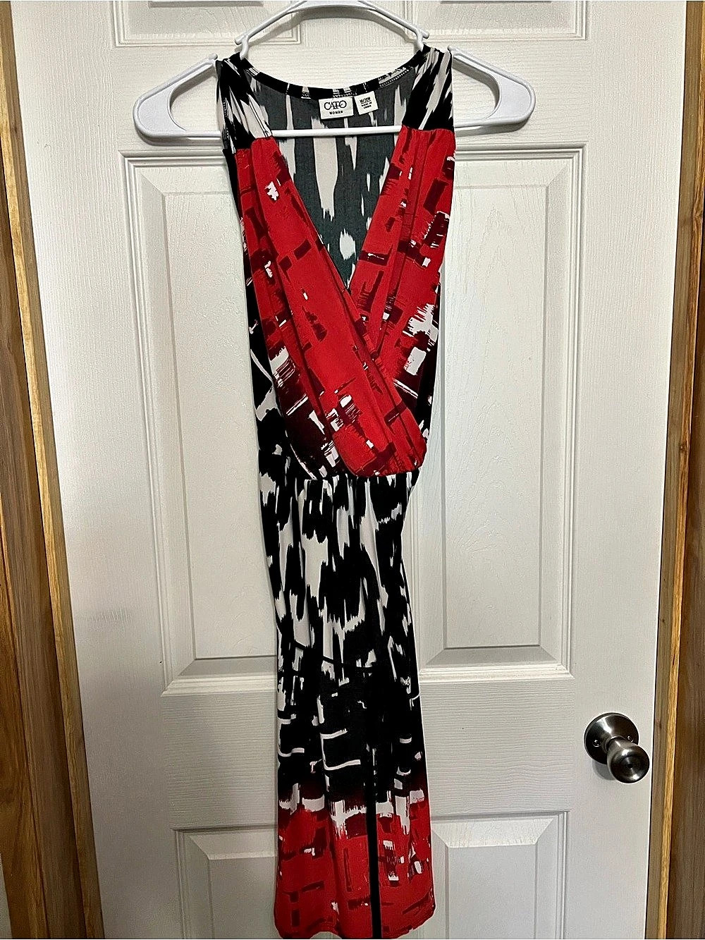 Cato Abstract Print Maxi Dress in Red & Black Like New